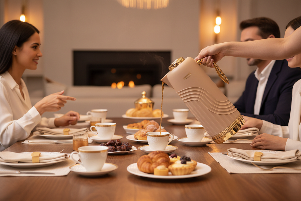 Beige Carafe — Dining Pour Scene