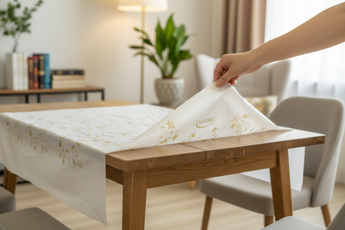 Table Cover — Hand Unfolding