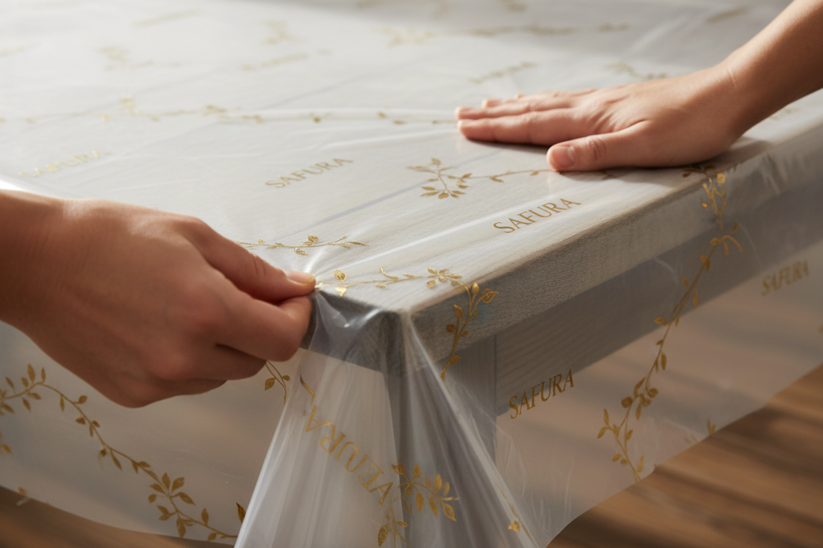 Table Cover — Hands Smoothing